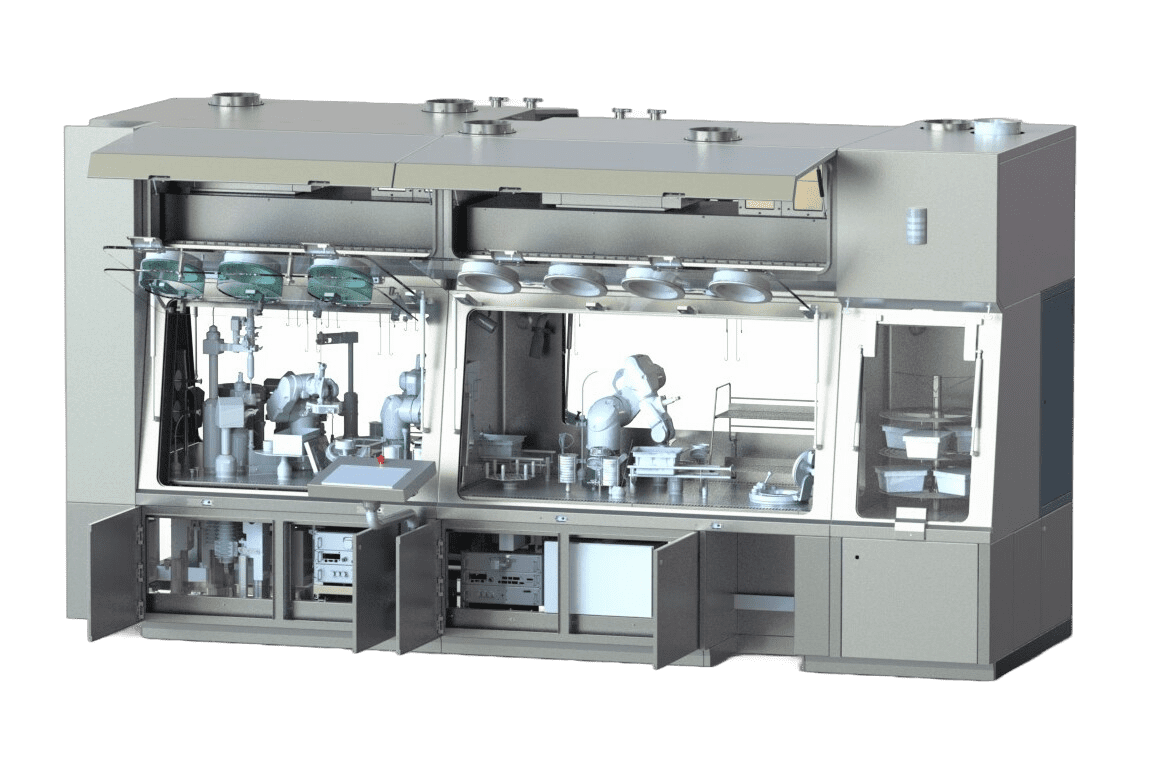 Robotic and automated Aseptic Vial & Syringes Filling Lines with integrated Isolator